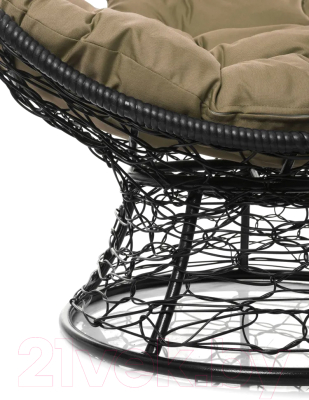 Кресло садовое M-Group Кокос на подставке / 11590401 (черный ротанг/бежевая подушка)