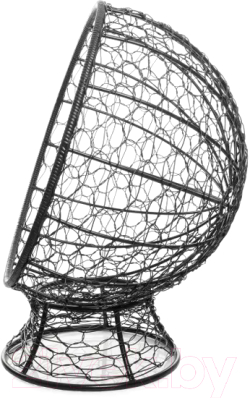 Кресло садовое M-Group Кокос на подставке / 11590401 (черный ротанг/бежевая подушка)