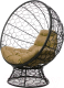 Кресло садовое M-Group Кокос на подставке / 11590401 (черный ротанг/бежевая подушка) - 