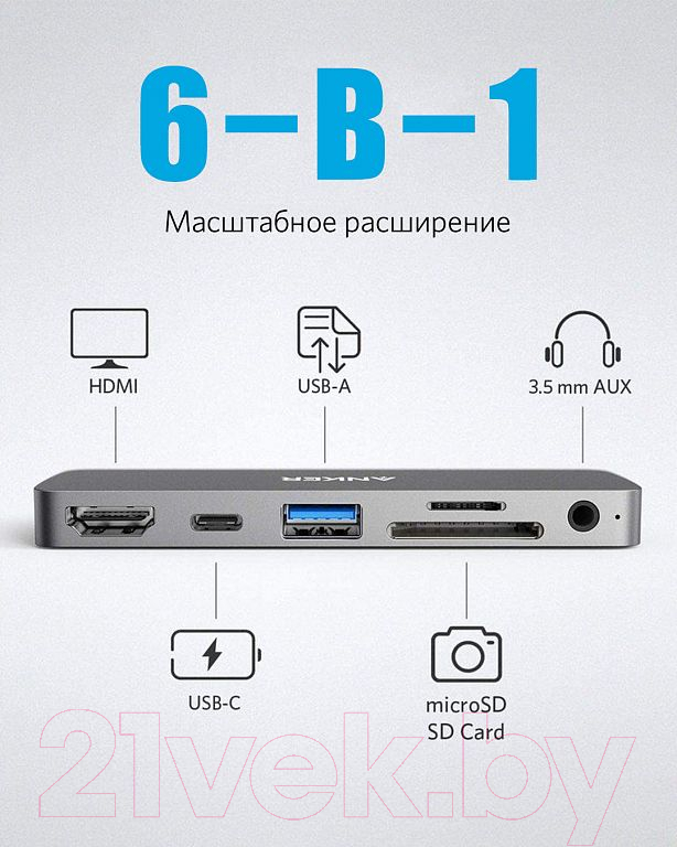 Док-станция для ноутбука Anker A83620A1 GR / ANK-A83620A1-GR