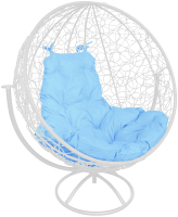Кресло садовое M-Group Круг вращающееся / 11100103 (белый ротанг/голубая подушка) - 