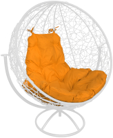 Кресло садовое M-Group Круг вращающееся / 11100111 (белый ротанг/желтая подушка) - 