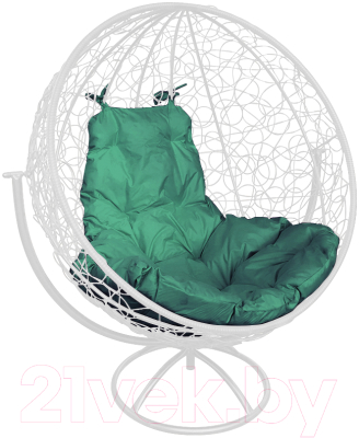 Кресло садовое M-Group Круг вращающееся / 11100104 (белый ротанг/зеленая подушка)