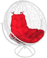 Кресло садовое M-Group Круг вращающееся / 11100106 (белый ротанг/красная подушка) - 