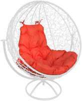 Кресло садовое M-Group Круг вращающееся / 11100107 (белый ротанг/оранжевая подушка) - 