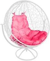 Кресло садовое M-Group Круг вращающееся / 11100108 (белый ротанг/розовая подушка) - 