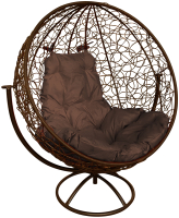 Кресло садовое M-Group Круг вращающееся / 11100205 (коричневый ротанг/коричневая подушка) - 