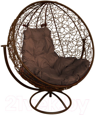 Кресло садовое M-Group Круг вращающееся / 11100205 (коричневый ротанг/коричневая подушка)