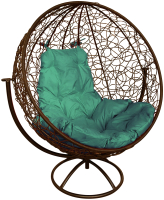 Кресло садовое M-Group Круг вращающееся / 11100204 (коричневый ротанг/зеленая подушка) - 