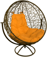 Кресло садовое M-Group Круг вращающееся / 11100211 (коричневый ротанг/желтая подушка) - 