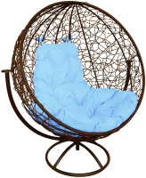 Кресло садовое M-Group Круг вращающееся / 11100203 (коричневый ротанг/голубая подушка) - 
