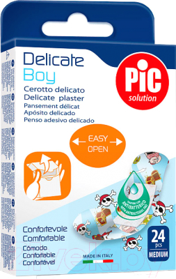Изображение товара Пластырь Pic Solution Delicate с антибактериальной подушечкой (19x72мм, 24шт)