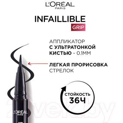 Подводка-фломастер для глаз L'Oreal Paris Infaillible Grip Microfine 01 (черный)