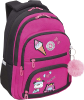 Школьный рюкзак Grizzly RG-362-2 (черный/розовый) - 