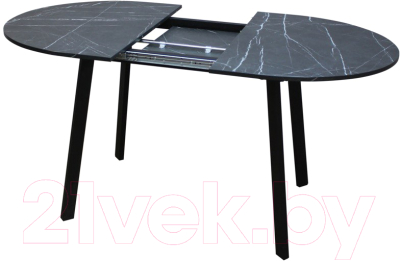 Обеденный стол Древпром М138 Оледжо ДП1-02-04 120-150x88 (мрамор черный/черный матовый)