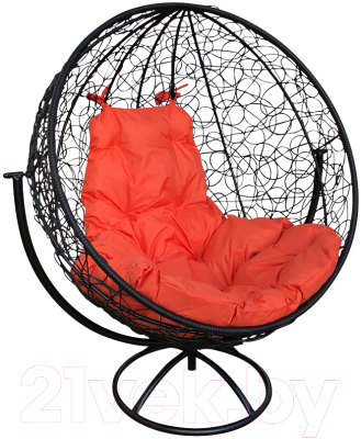Кресло садовое M-Group Круг вращающееся / 11100407 (черный ротанг/оранжевая подушка)