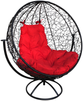 Кресло садовое M-Group Круг вращающееся / 11100406 (черный ротанг/красная подушка) - 