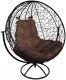 Кресло садовое M-Group Круг вращающееся / 11100405 (черный ротанг/коричневая подушка) - 