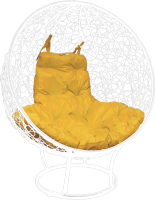 Кресло садовое M-Group Круг на подставке / 11080111 (белый ротанг/желтая подушка) - 