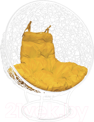 Кресло садовое M-Group Круг на подставке / 11080111 (белый ротанг/желтая подушка)