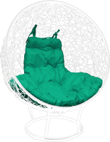 Кресло садовое M-Group Круг на подставке / 11080104 (белый ротанг/зеленая подушка) - 