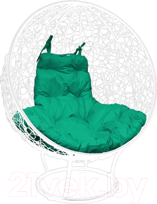 Кресло садовое M-Group Круг на подставке / 11080104 (белый ротанг/зеленая подушка)