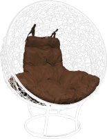 Кресло садовое M-Group Круг на подставке / 11080105 (белый ротанг/коричневая подушка) - 