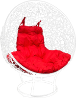 Кресло садовое M-Group Круг на подставке / 11080106 (белый ротанг/красная подушка) - 