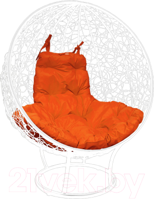 Кресло садовое M-Group Круг на подставке / 11080107 (белый ротанг/оранжевая подушка)