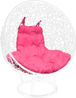Кресло садовое M-Group Круг на подставке / 11080108 (белый ротанг/розовая подушка) - 