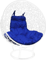 Кресло садовое M-Group Круг на подставке / 11080110 (белый ротанг/синяя подушка) - 