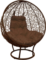 Кресло садовое M-Group Круг на подставке / 11080205 (коричневый ротанг/коричневая подушка) - 