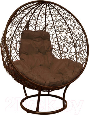 Кресло садовое M-Group Круг на подставке / 11080205 (коричневый ротанг/коричневая подушка)