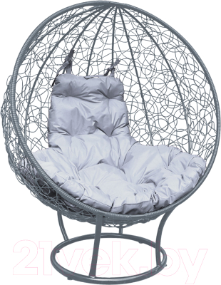 Кресло садовое M-Group Круг на подставке / 11080309 (серый ротанг/серая подушка)