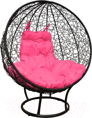 Кресло садовое M-Group Круг на подставке / 11080408 (черный ротанг/розовая подушка)