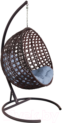 Кресло подвесное M-Group Круг Люкс / 11060209 (коричневый ротанг/серая подушка)