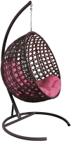 Кресло подвесное M-Group Круг Люкс / 11060208 (коричневый ротанг/розовая подушка) - 