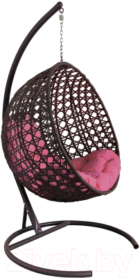 Кресло подвесное M-Group Круг Люкс / 11060208 (коричневый ротанг/розовая подушка)