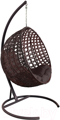 Кресло подвесное M-Group Круг Люкс / 11060205 (коричневый ротанг/коричневая подушка)