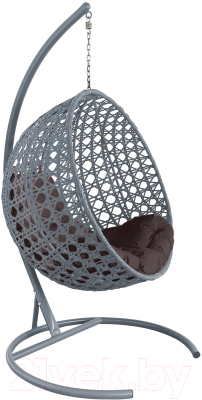 Кресло подвесное M-Group Круг Люкс / 11060305 (серый ротанг/коричневая подушка)