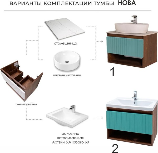 Тумба под умывальник Акваль Нова / НОВА.60.23.36.N