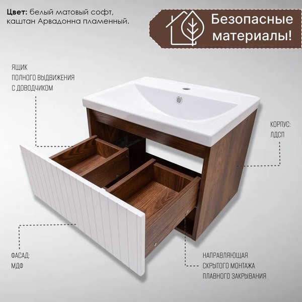 Купить Тумба под умывальник Акваль Нова / НОВА.60.23.00.N в Гомеле