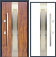Входная дверь Nord Doors 85 98x206 правая частично остекленная (золотой дуб/RAL 9003 муар) - 