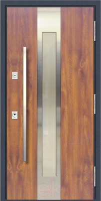 Входная дверь Nord Doors 85 98x206 правая частично остекленная (золотой дуб/RAL 9003 муар)