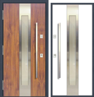 Входная дверь Nord Doors 85 98x206 левая частично остекленная (золотой дуб/RAL 9003 муар) - 