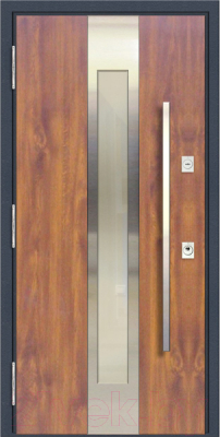 Входная дверь Nord Doors 85 98x206 левая частично остекленная (золотой дуб/RAL 9003 муар)