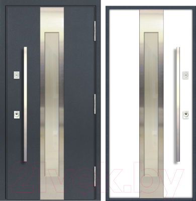 Входная дверь Nord Doors 85 98x206 правая частично остекленная (RAL 7016/RAL 9003 муар)