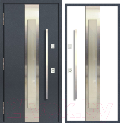 Входная дверь Nord Doors 85 98x206 левая частично остекленная (RAL 7016/RAL 9003 муар)