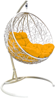 Кресло подвесное M-Group Круг / 11050111 (белый ротанг/желтая подушка) - 