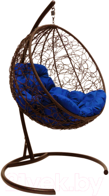 Кресло подвесное M-Group Круг / 11050210 (коричневый ротанг/синяя подушка)